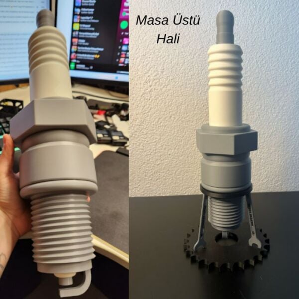 3D Motosiklet Buji Tasarımlı RGB LED Masa Lambası – Motorcu Dekoru