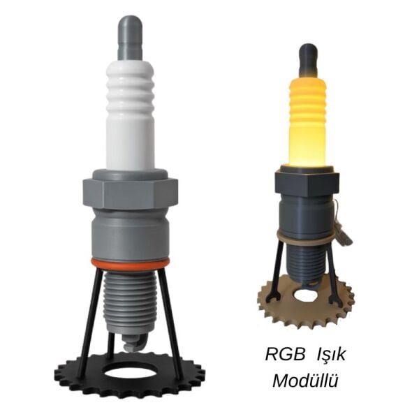 3D Motosiklet Buji Tasarımlı RGB LED Masa Lambası – Motorcu Dekoru