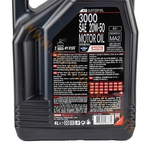 MOTUL YAĞ - 3000 20W50 MİNERAL 4T - 4 LİTRE
