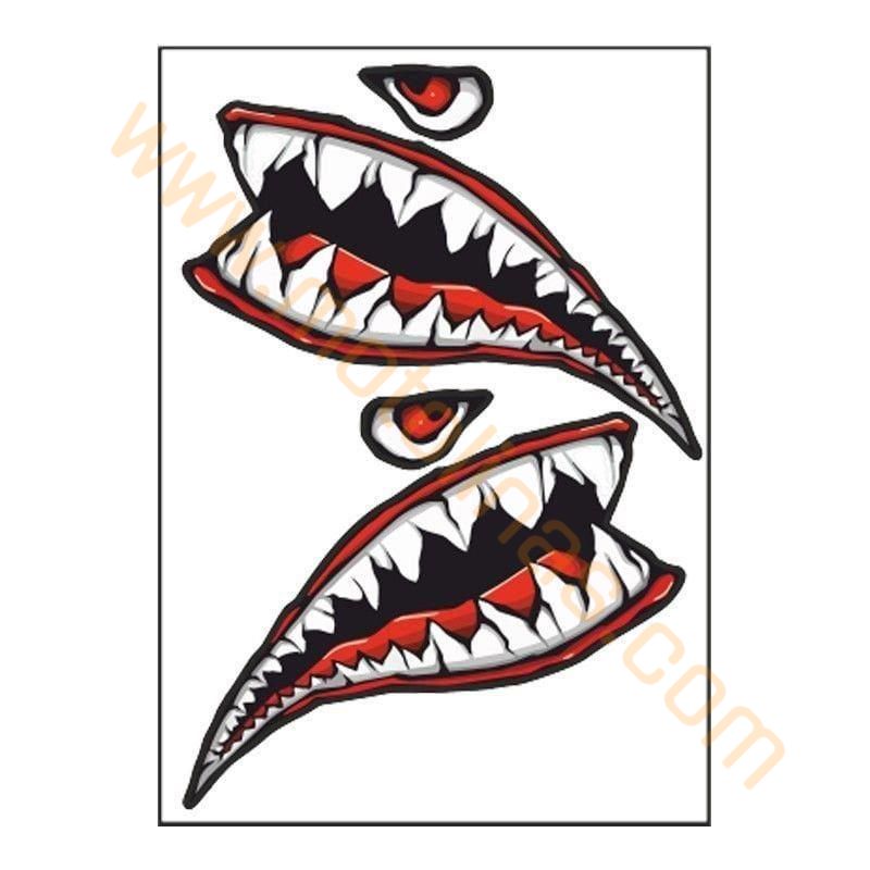 MOTOSİKLET KASK STİCKER KASK KÖPEK BALIĞI MODEL SAĞ VE SOL