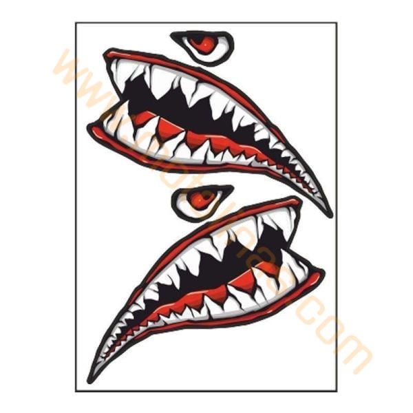 MOTOSİKLET KASK STİCKER KASK KÖPEK BALIĞI MODEL SAĞ VE SOL