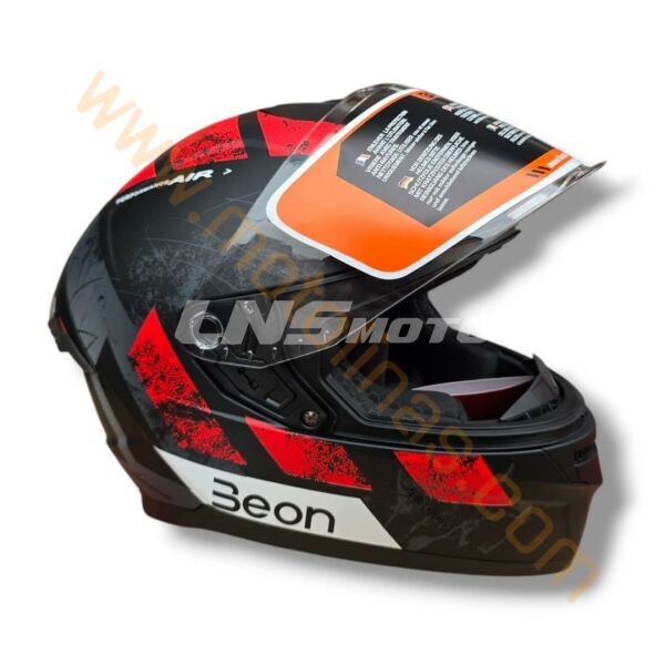 BEON FULL FACE KAPALI KASK ( E BELGELİ ) SİYAH-KIRMIZI [ L ]