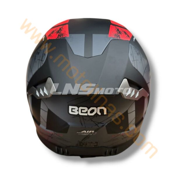 BEON FULL FACE KAPALI KASK ( E BELGELİ ) SİYAH-KIRMIZI [ L ]
