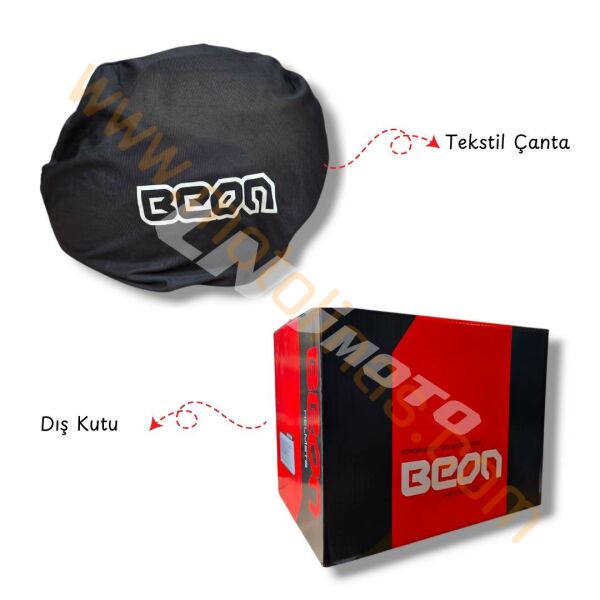 BEON FULL FACE KAPALI KASK ( E BELGELİ ) SİYAH-KIRMIZI [ L ]