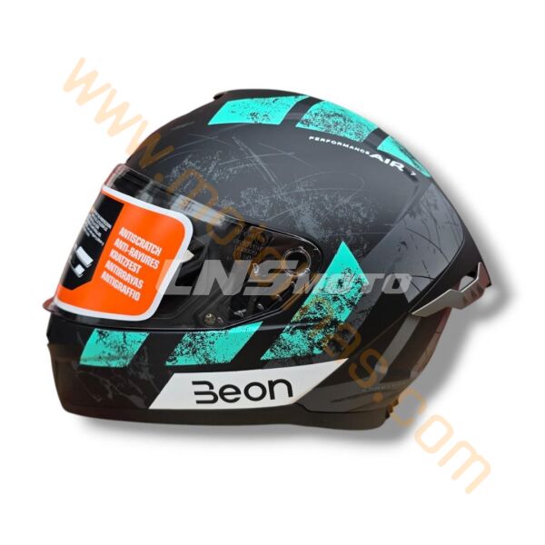 BEON FULL FACE KAPALI KASK ( E BELGELİ ) SİYAH-YEŞİL[ L ]