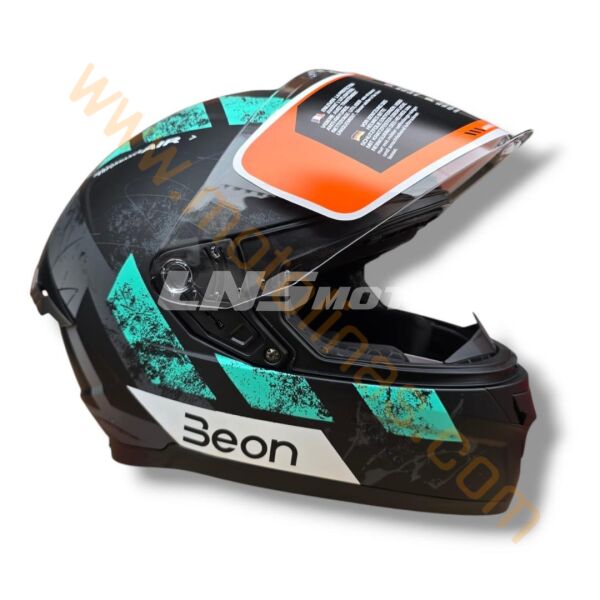 BEON FULL FACE KAPALI KASK ( E BELGELİ ) SİYAH-YEŞİL[ L ]