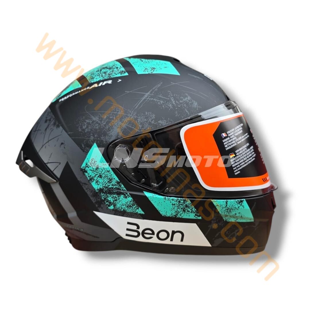 BEON FULL FACE KAPALI KASK ( E BELGELİ ) SİYAH-YEŞİL[ L ]