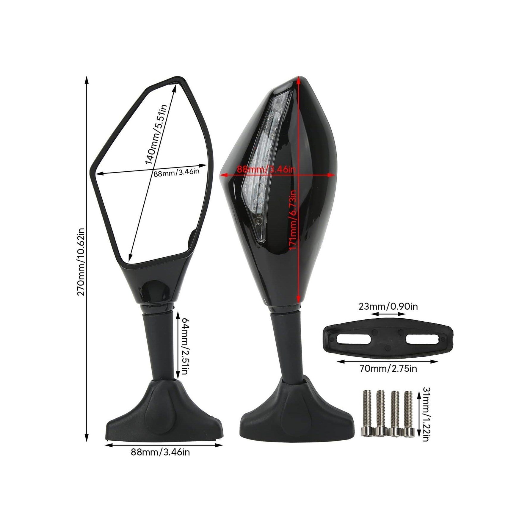 MOTOSİKLET AYNA TAKIMI RACİNG SİNYALLİ OEM, SİNYALLİ AYNA SETİ