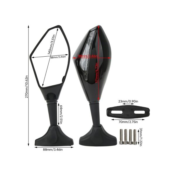 MOTOSİKLET AYNA TAKIMI RACİNG SİNYALLİ OEM, SİNYALLİ AYNA SETİ