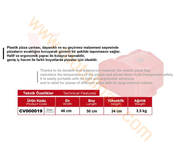 NANO TERMAL PİZZA SERVİS ÇANTASI 140 LİTRE SİYAH ARWİC