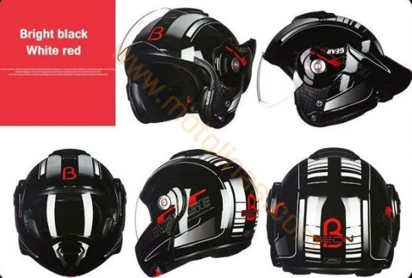 BEON ÇENE AÇILIR VİZÖRLÜ KASK REVERSE SİYAH KIRMIZI [ L ]
