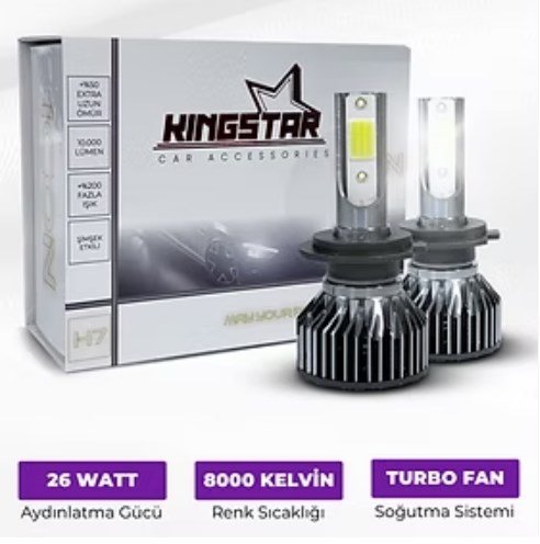 Kingstar LED Xenon H4 Beyaz Kısa Tip Kasa Fanlı Ampul Adet Fiyat Motosiklet Araba Far Ampulü