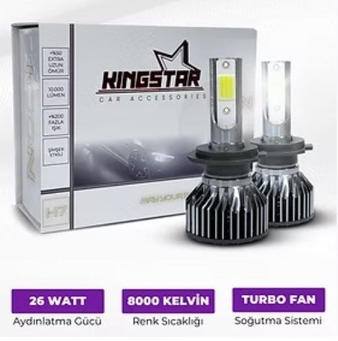Kingstar LED Xenon H4 Beyaz Kısa Tip Kasa Fanlı Ampul Adet Fiyat Motosiklet Araba Far Ampulü