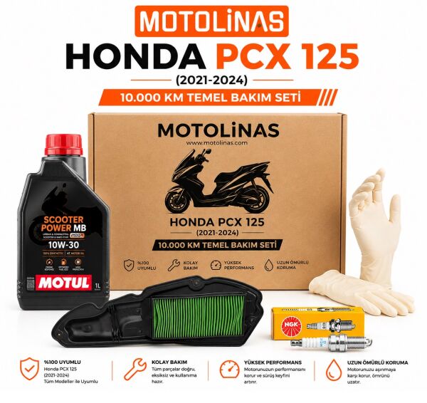 Honda PCX 125 2021-2024 Bakım Seti - 10.000 KM Temel Bakım Paketi - Motul Yağlı