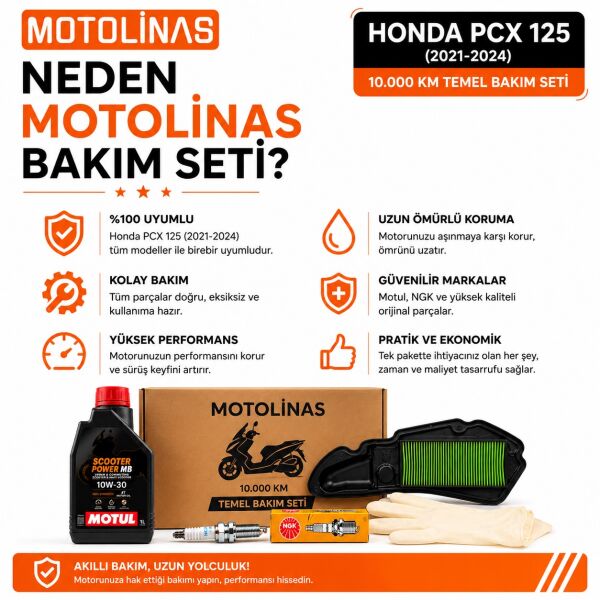 Honda PCX 125 2021-2024 Bakım Seti - 10.000 KM Temel Bakım Paketi - Motul Yağlı