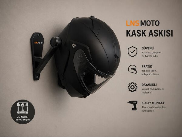 LNSMOTO Motosiklet Kask Askısı Duvar Tipi Kask Mont ve Anahtar Askılığı