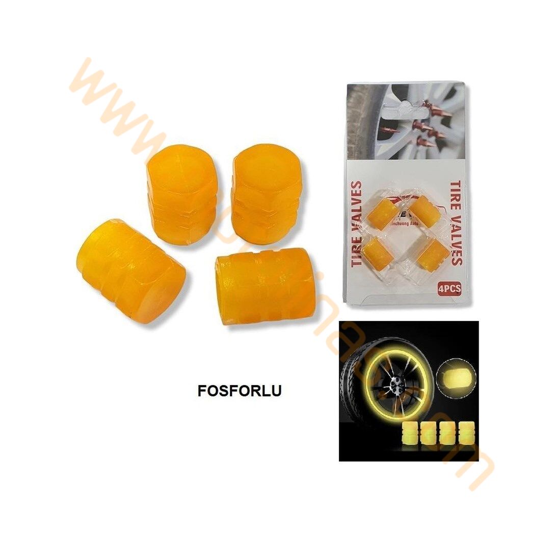 Fosforlu Floresan Led Sarı Pilsiz Sibop Kapağı, Sibop Kapağı gece yanar 4 adet