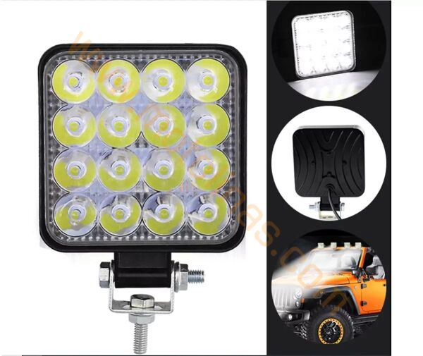 Off Road Sis Farı Lambası 16 Ledli Kare 10x10cm 12/80v - 48w