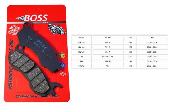 RKS Pride Ön Fren Balatası BS981 Yarı Sinter BOSS