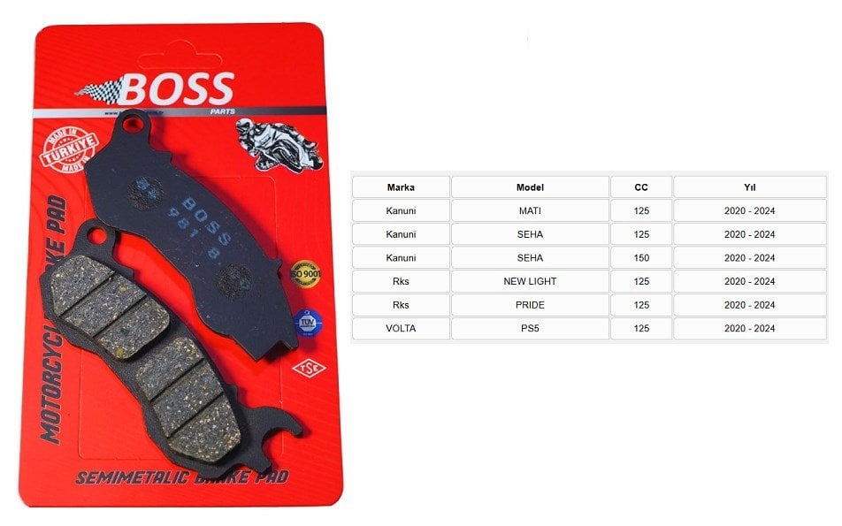 Kuba Brilliant 125 2021-2025 Ön Fren Balatası BS981 Yarı Sinter BOSS