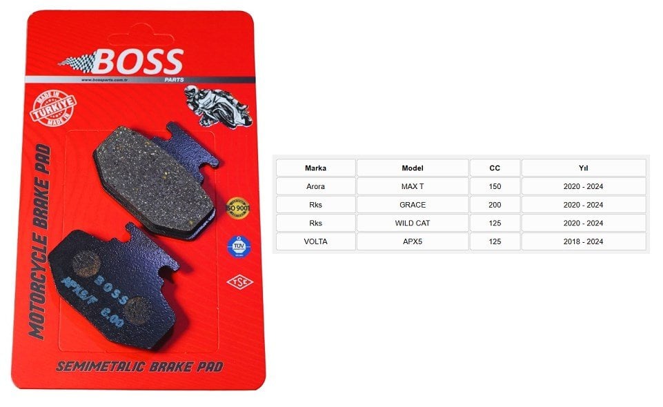 Arora Max T150 2020-2024 Ön Fren Balatası BS985 Yarı Sinter BOSS