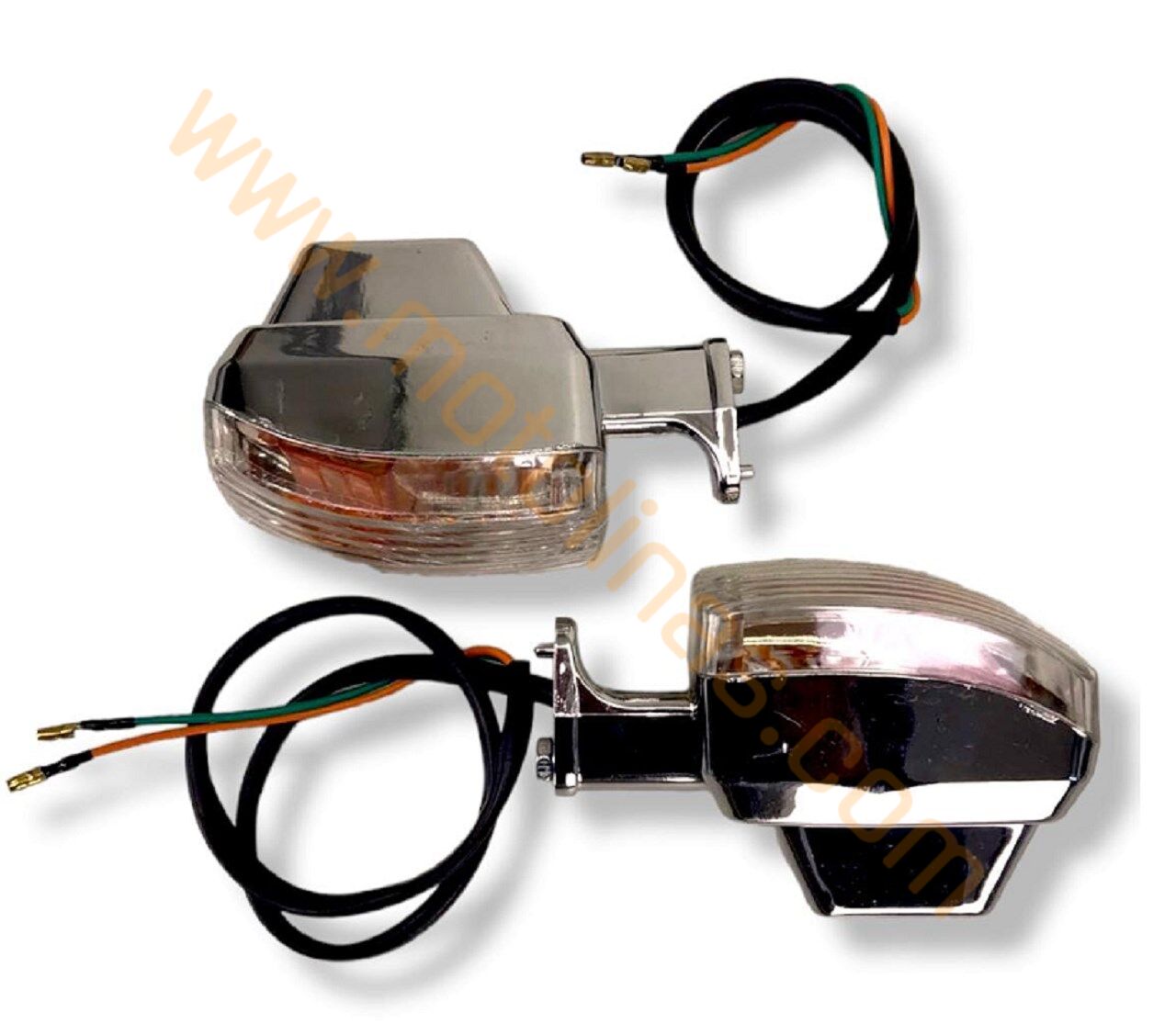 MOTOSİKLET SİNYAL 2 li KÖŞELİ BEYAZ CAM / ARKASI NİKEL AMPÜLLÜ