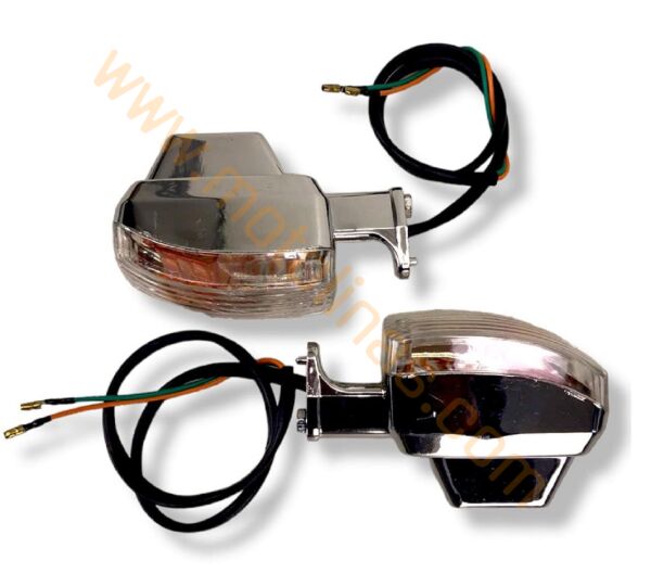 MOTOSİKLET SİNYAL 2 li KÖŞELİ BEYAZ CAM / ARKASI NİKEL AMPÜLLÜ