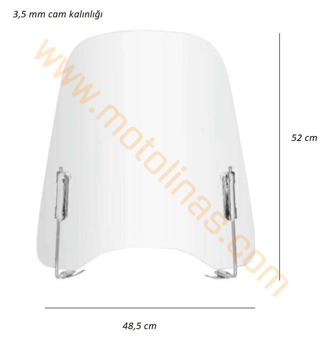 SİPERLİK CAMI [3,5mm] [UZUN MODEL] [MUHTELİF] 48,5*52 CM