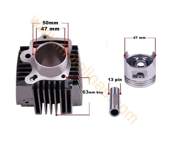 Silindir Komple [ny Piston] 13 Perno 63 Boy 47mm Piston Cub 50cc - 80cc