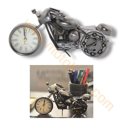 SAATLİ METAL MOTOR  [20 CM] MASA SAATİ - İTHAL