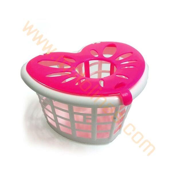 BİSİKLET ÖN SEPET 12 16 20 JANT KALPLİ PEMBE