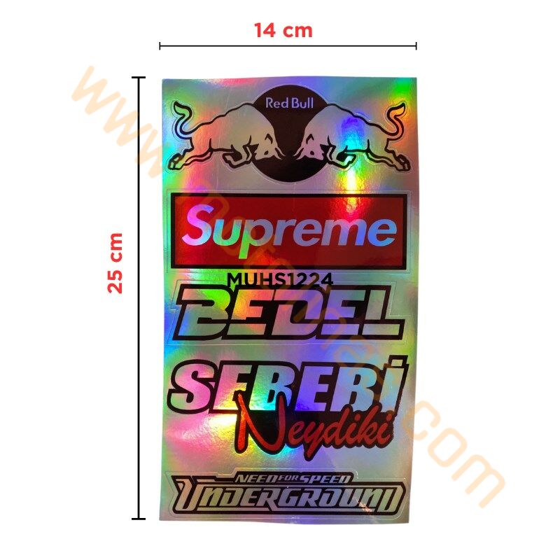 HOLOGRAM STİCKER KARIŞIK M-3 15x25cm  - 5 PARÇA SET