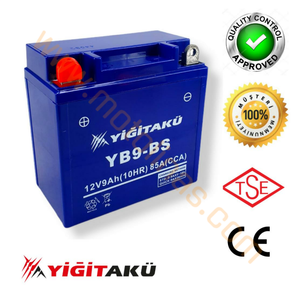 YİĞİT AKÜ 12V 9 AH MOTORSİKLET AKÜSÜ YB9-BS - 1 YIL GARANTİLİ