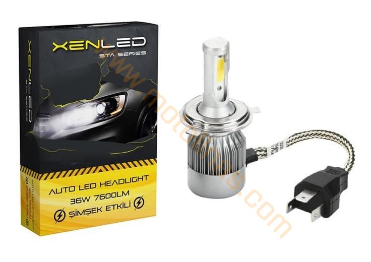 LED XENON YENİ NESİL UZUN TİP TAM BEYAZ 1 ADET H4 ÇİFT DEVRE ZENON