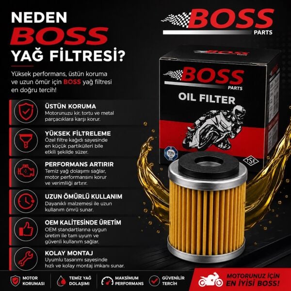 Yamaha YZF R125 2008-2014 Yağ Filtresi BS141 Kağıt Yağ Filtresi BOSS