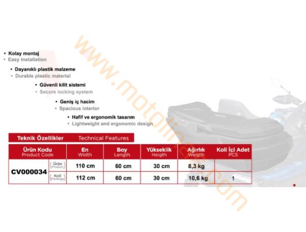 ATV ARKA CANTA 110 LT - ATV ÇANTASI ABS PLASTİK