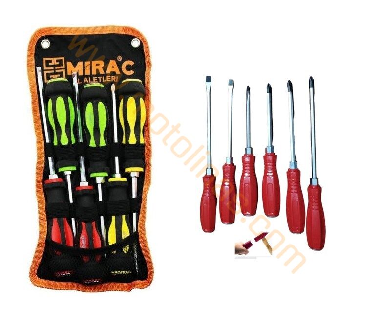 Miraç Tornavida Seti 6 Parça [bez Çantalı] [tepeden Darbeli] Profesyonel