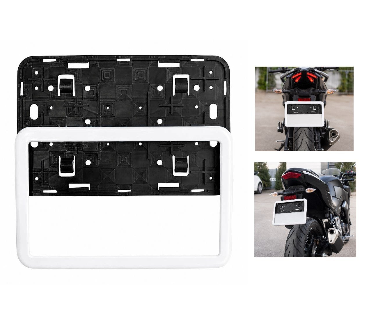 Motosiklet Plakalık 26x17 Cm Beyaz Çerçeveli Universal Plaka Altlığı ATV Uyumlu