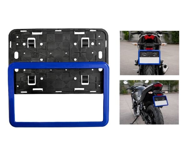Motosiklet Plakalık 26x17 Cm Mavi Çerçeveli Universal Plaka Altlığı ATV Uyumlu