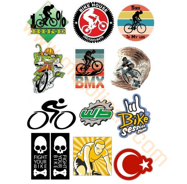 BİSİKLET STİCKER A4 BOYUT , BİSİKLET ETİKETİ, BİSİKLET KARMA STİCKER