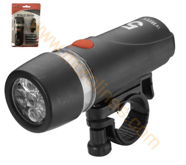BİSİKLET ÖN FAR 5 LED 'Lİ [PİL DAHİL]