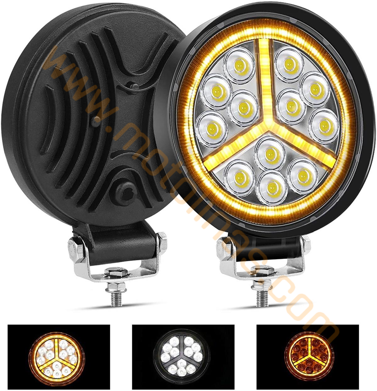 5 Modlu 12-24V Yuvarlak Off Road Tekne Çalışma Lambası