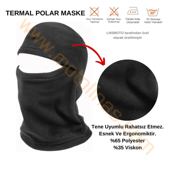 POLAR BALAKLAVA TAM KAPALI MASKE 0 - SİYAH