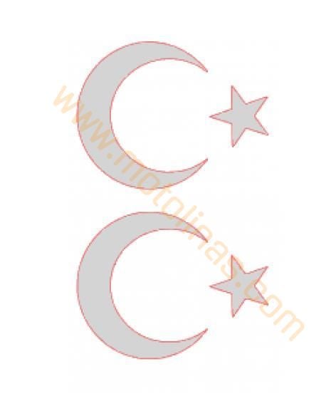 AYYILDIZ BAYRAK STİCKER [FOLYO ETİKET] [BEYAZ] 8cm 2'Lİ - UNİVERSAL