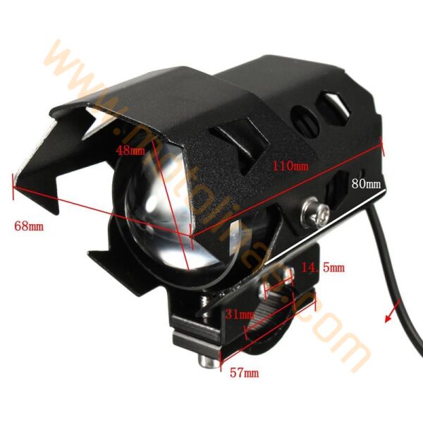 Motosiklet Sis Farı [Büyük Boy] Çakar Mod Mercekli Model Kafesli Sis Farı