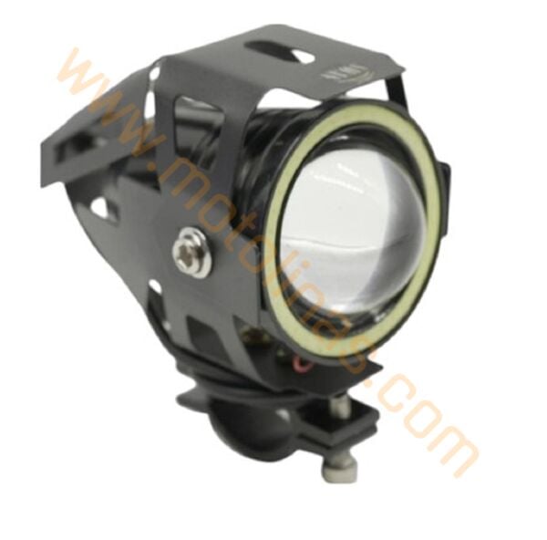 Motosiklet Sis Farı [Siyah] Mercekli Çakar Ve Angel Modlu, Yüksek Işıklı Motosiklet Sis Lambası