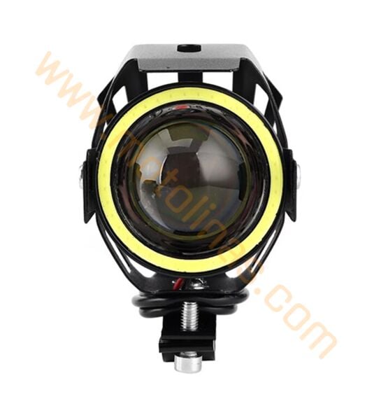 Motosiklet Sis Farı [Siyah] Mercekli Çakar Ve Angel Modlu, Yüksek Işıklı Motosiklet Sis Lambası