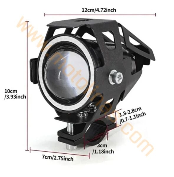 Motosiklet Sis Farı [Siyah] Mercekli Çakar Ve Angel Modlu, Yüksek Işıklı Motosiklet Sis Lambası