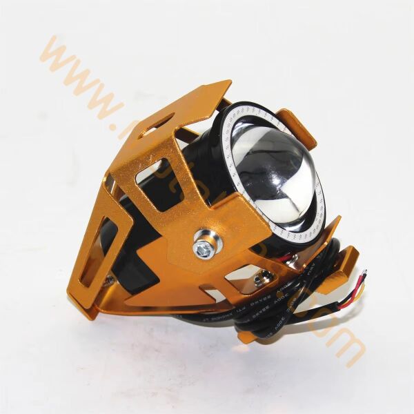 Motosiklet Sis Farı [Gold]  Mercekli Çakar Ve Angel Modlu, Yüksek Işıklı Motosiklet Sis Lambası