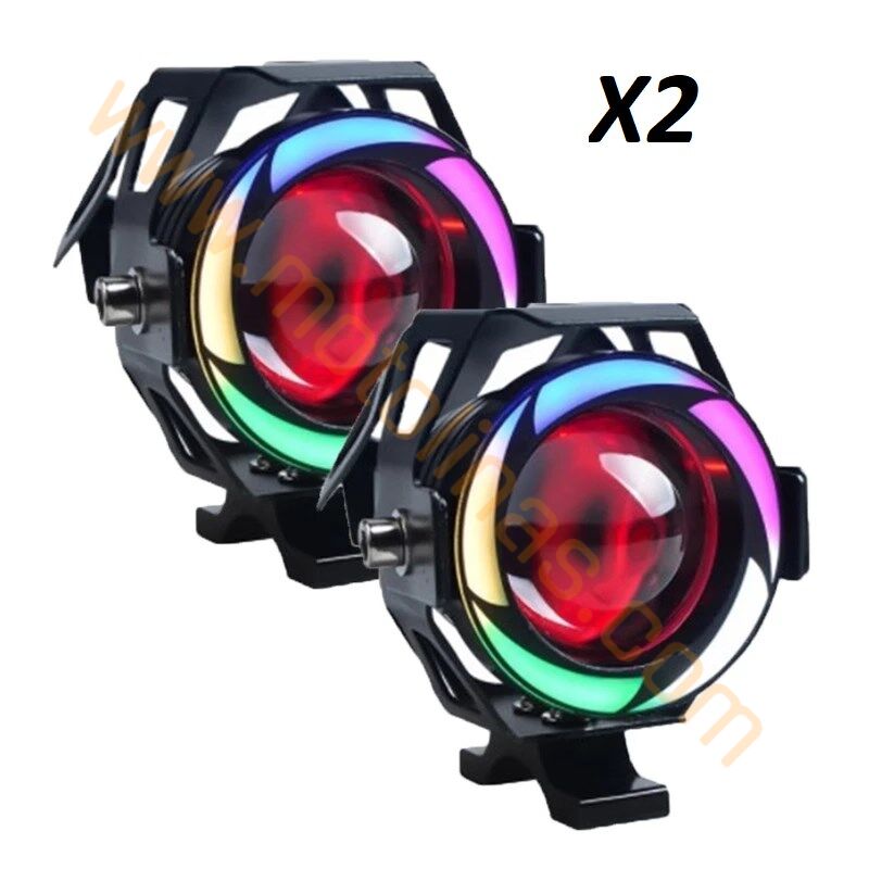 Motosiklet Sis Farı Seti 2 Li U7 5 Renk Modlu, Mercekli, Sis Lambası Seti